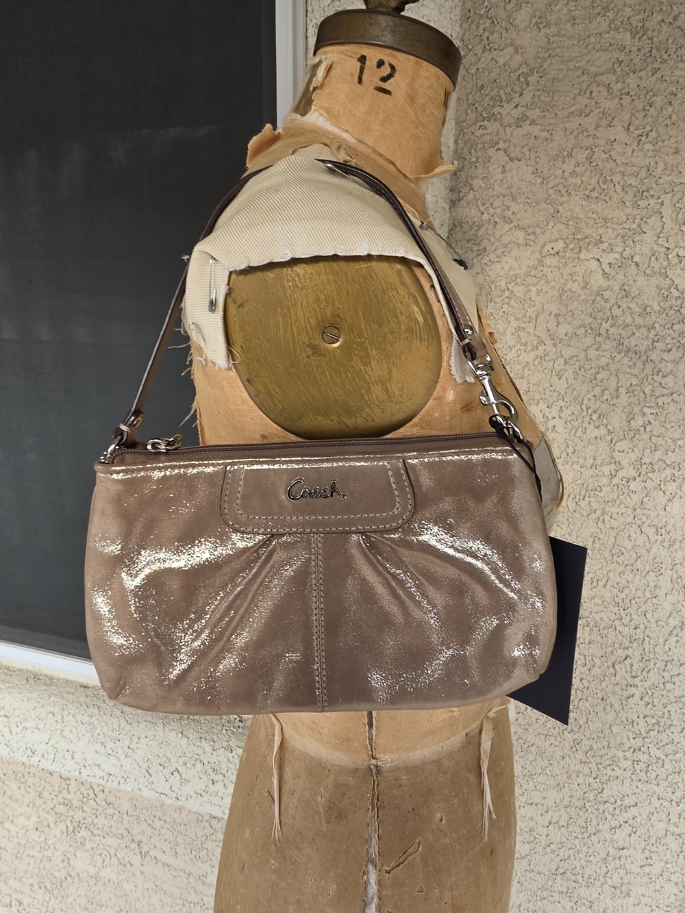Coach Gold Metallic Taupe Shoulder Bag